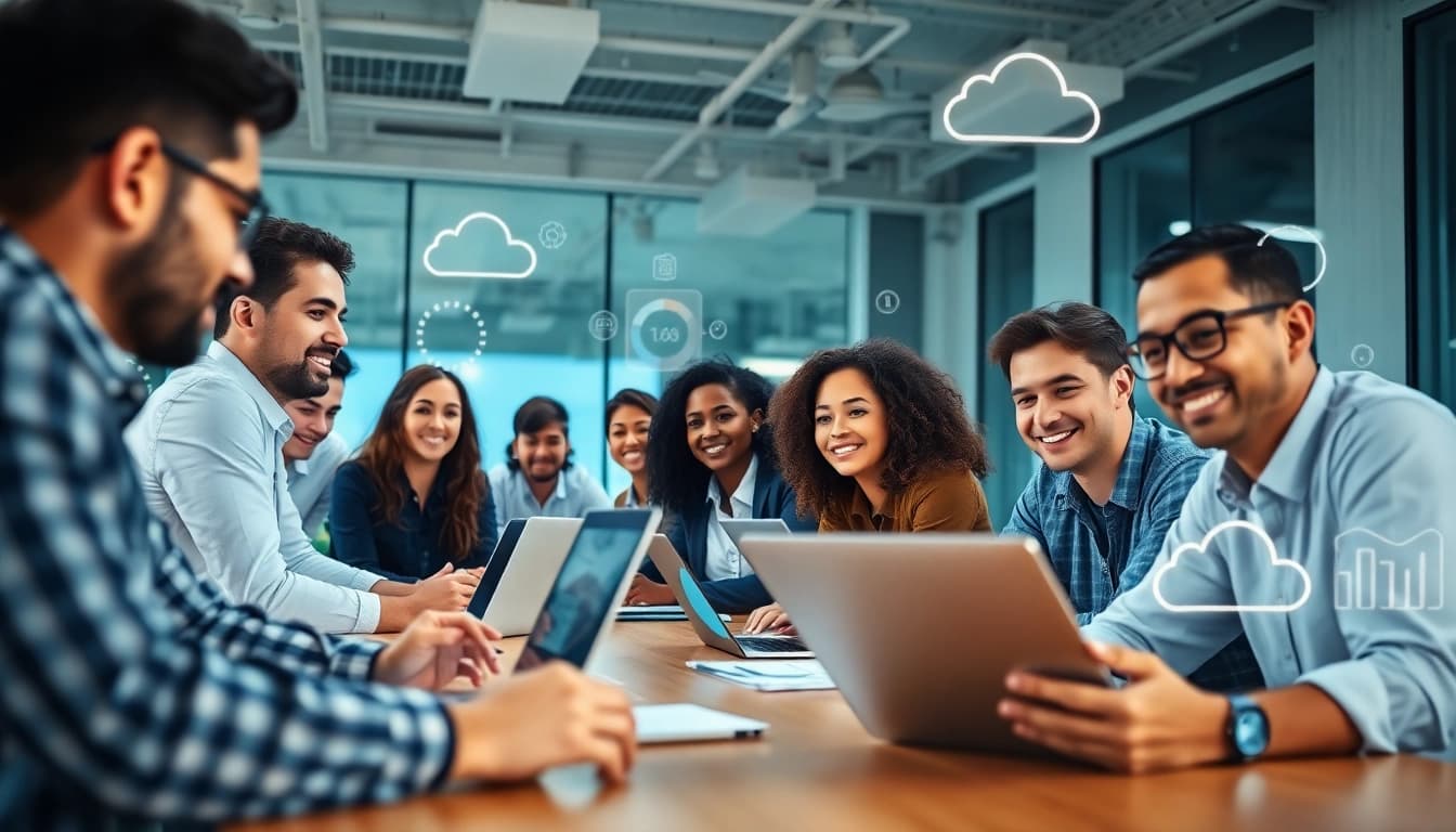 Cloud Backup Tampa team discussing innovative solutions in a modern office.