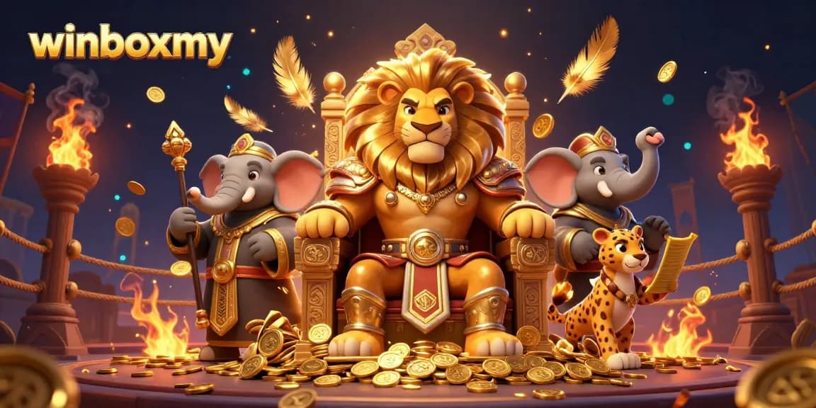 Engage in exciting gaming with winboxmy as the lion king reigns over a casino kingdom.