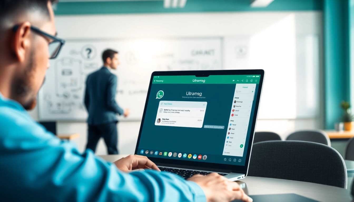 Integrate ultramsg into your WhatsApp messaging with a professional setup showcasing modern technology.