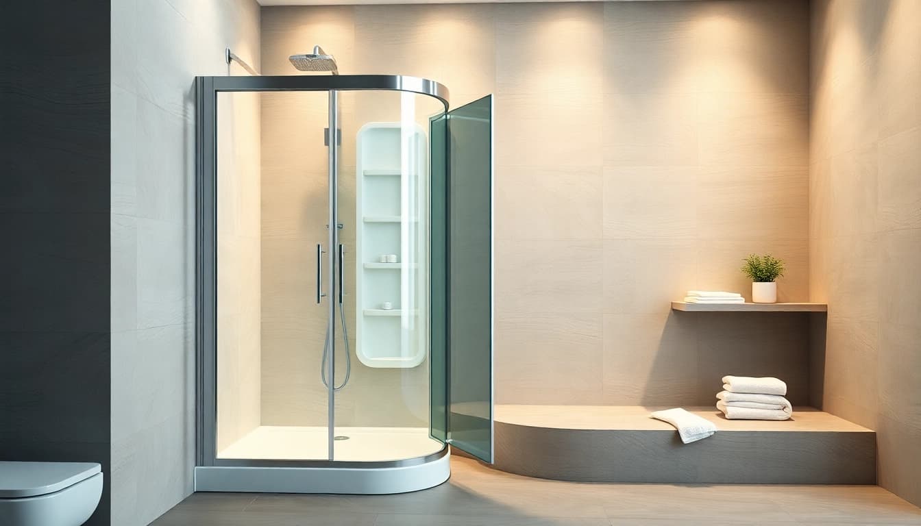 Entdecken Sie die stilvolle duschkabine 100x100 mit Glasoberfläche und eleganter Einrichtung.