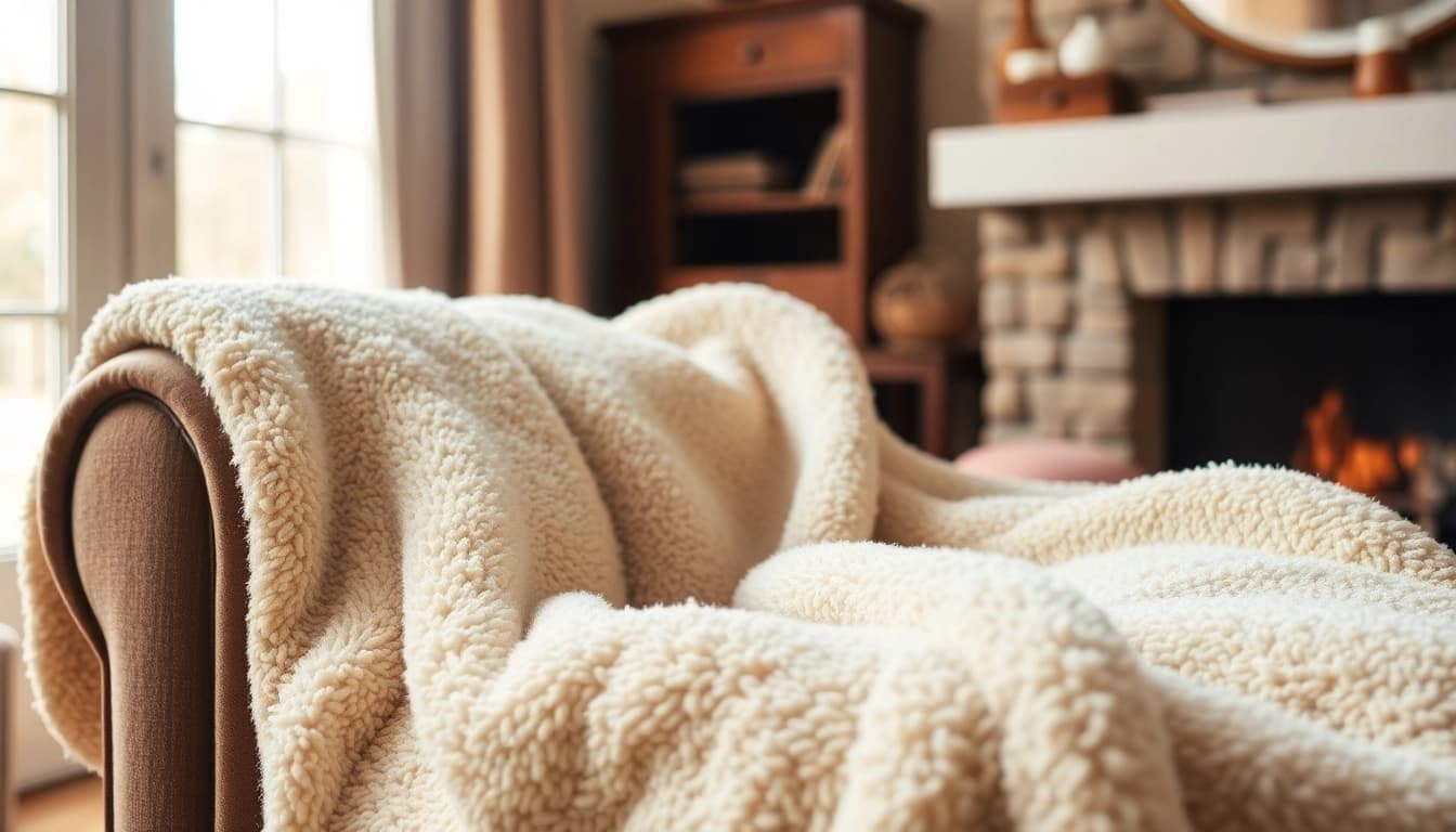 Fleece stof op een comfortabele stoel benadrukt de zachtheid en warmte van dit veelzijdige materiaal.