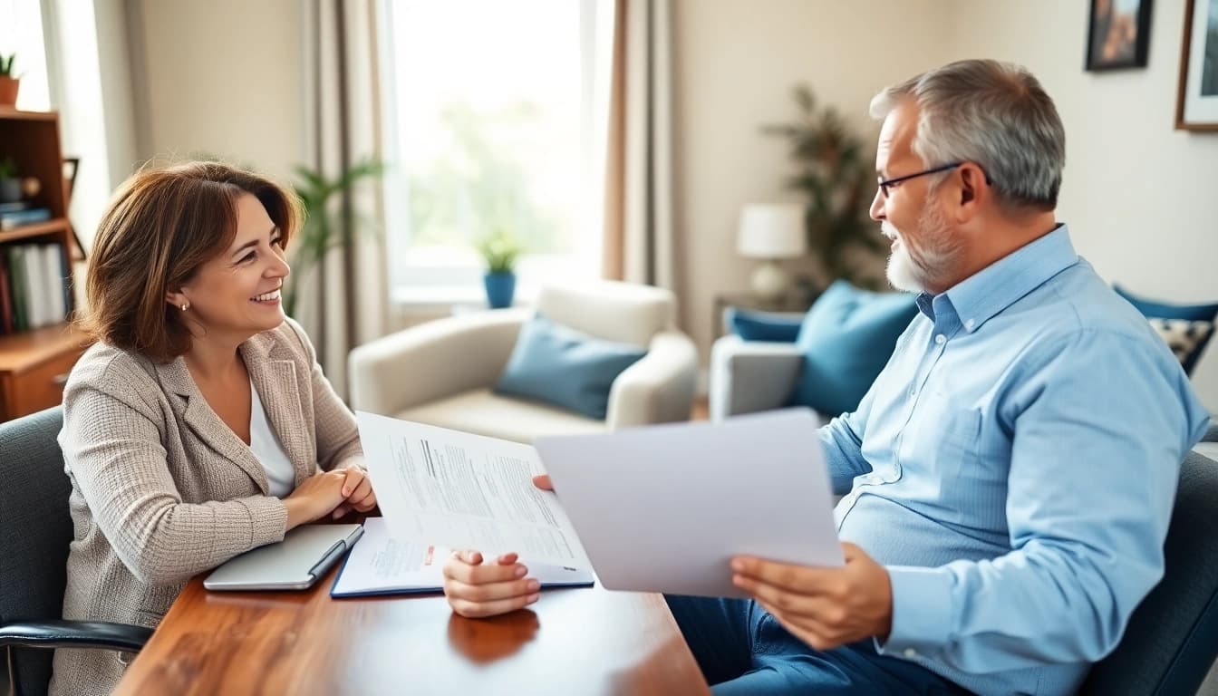 Find a qualified public adjuster near me assisting a homeowner in a professional setting.