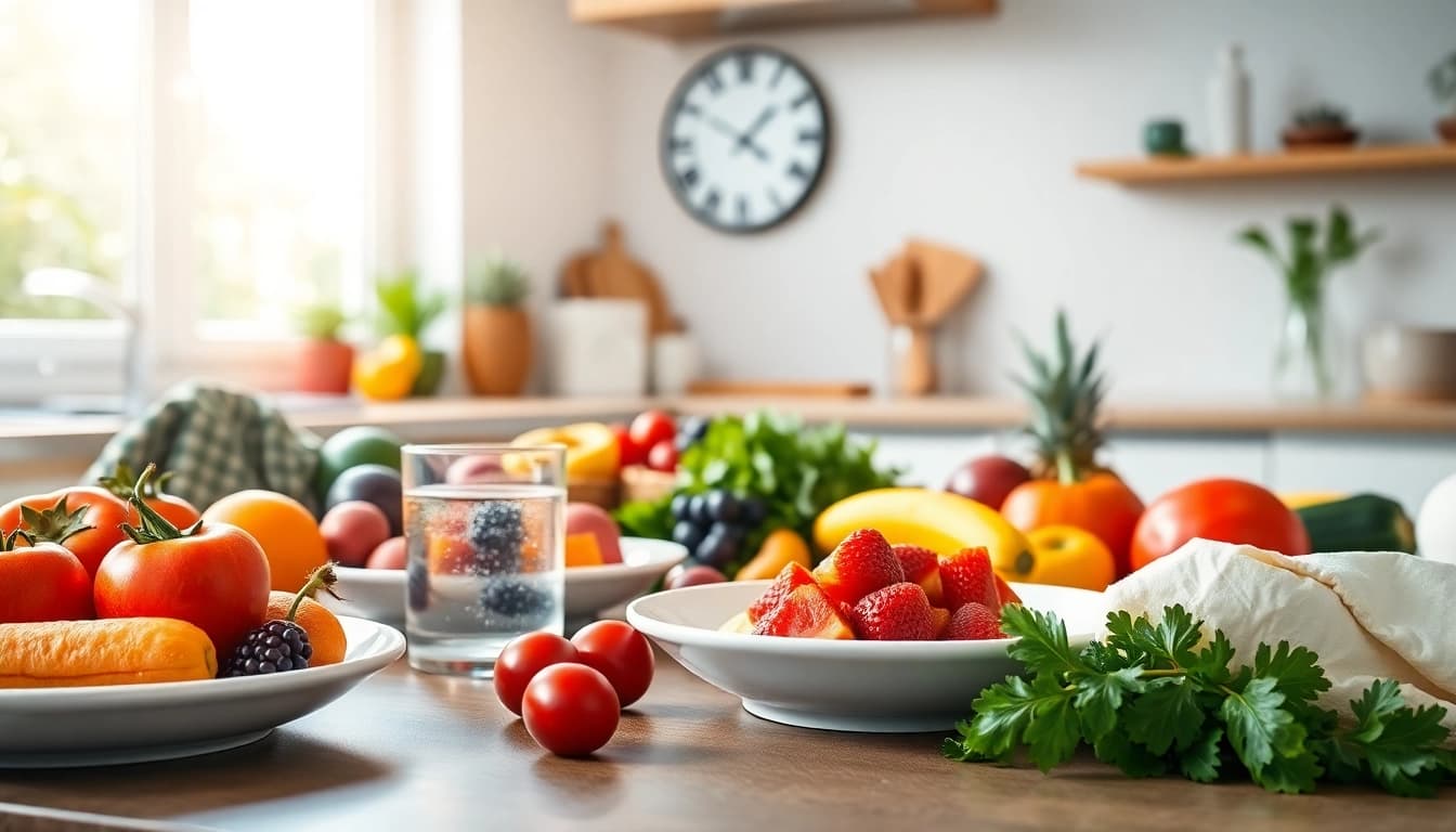 Explore the benefits of intermittent fasting with a fresh and inviting kitchen scene.