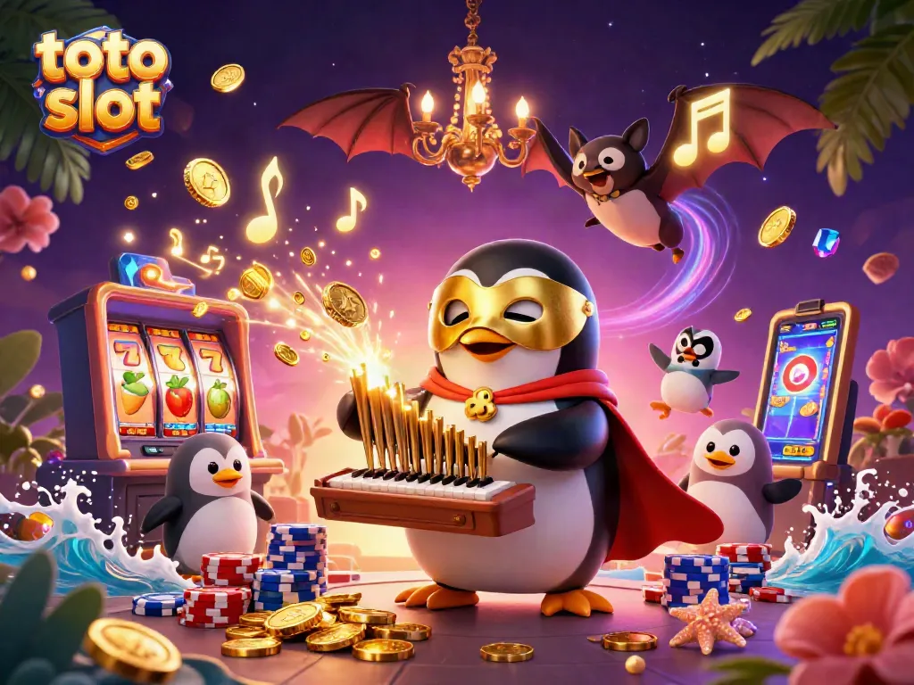 Experience the thrill of toto slot with an enchanting scene featuring vibrant 3D casino elements.