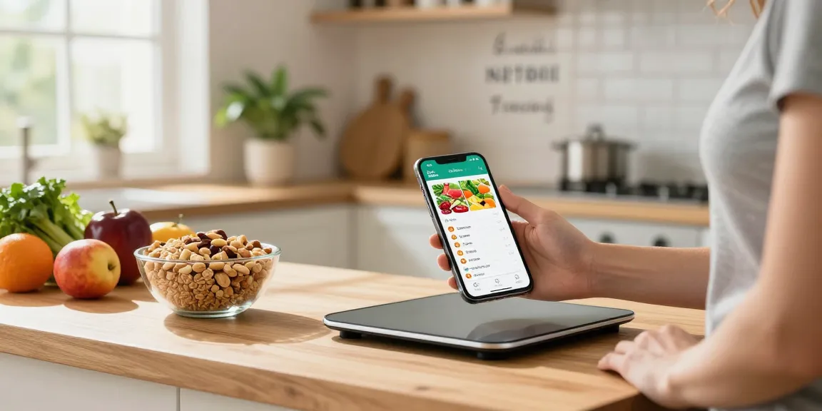 Best calorie tracker app shown in use with fresh ingredients, highlighting personalized nutrition insights and healthy living.