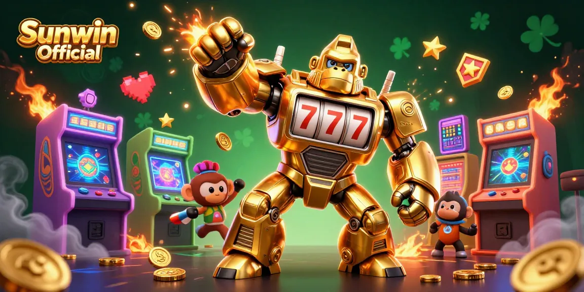Experience the excitement of gaming at Sunwin Official with a dynamic 3D illustration showcasing thrilling casino elements.