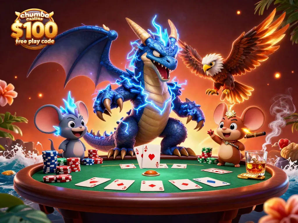 Experience thrilling wins with the chumba casino $100 free play code in this action-packed casino scene.