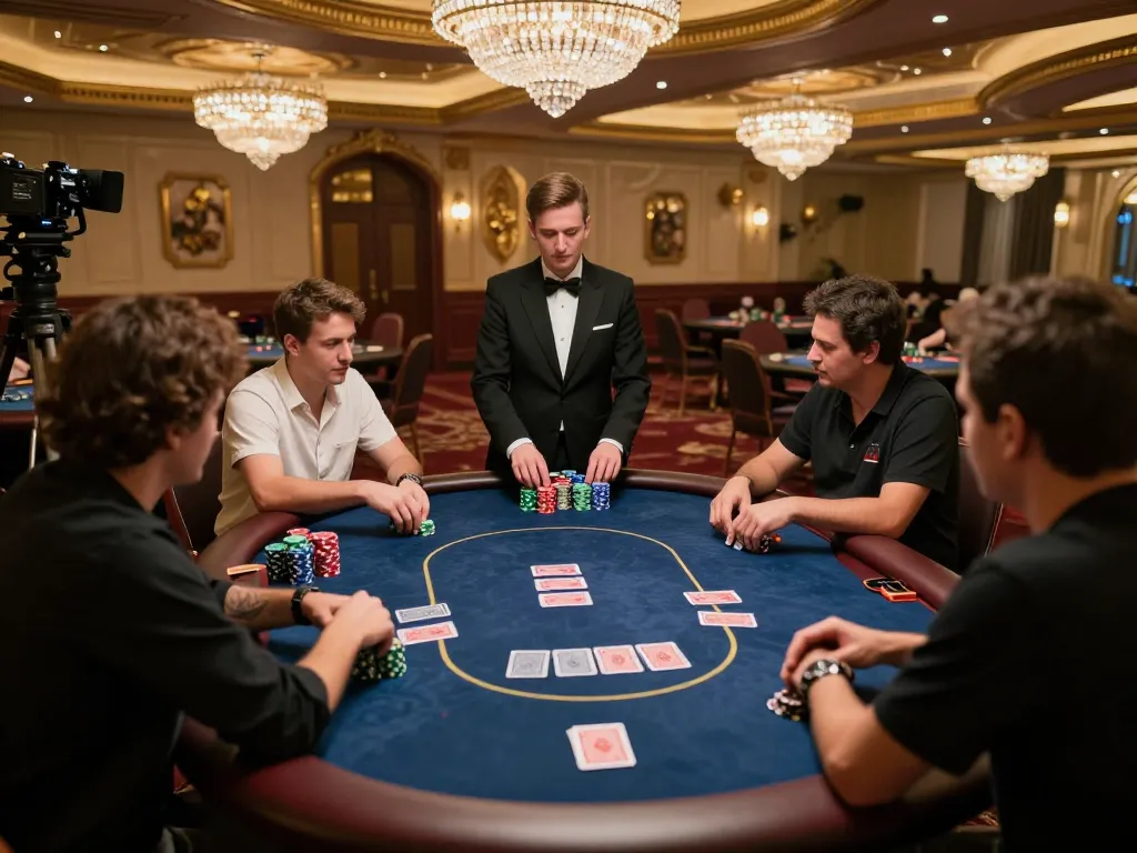 Engaged players compete at a high-stakes poker table in nhà cái 388bet, showcasing strategy and excitement.