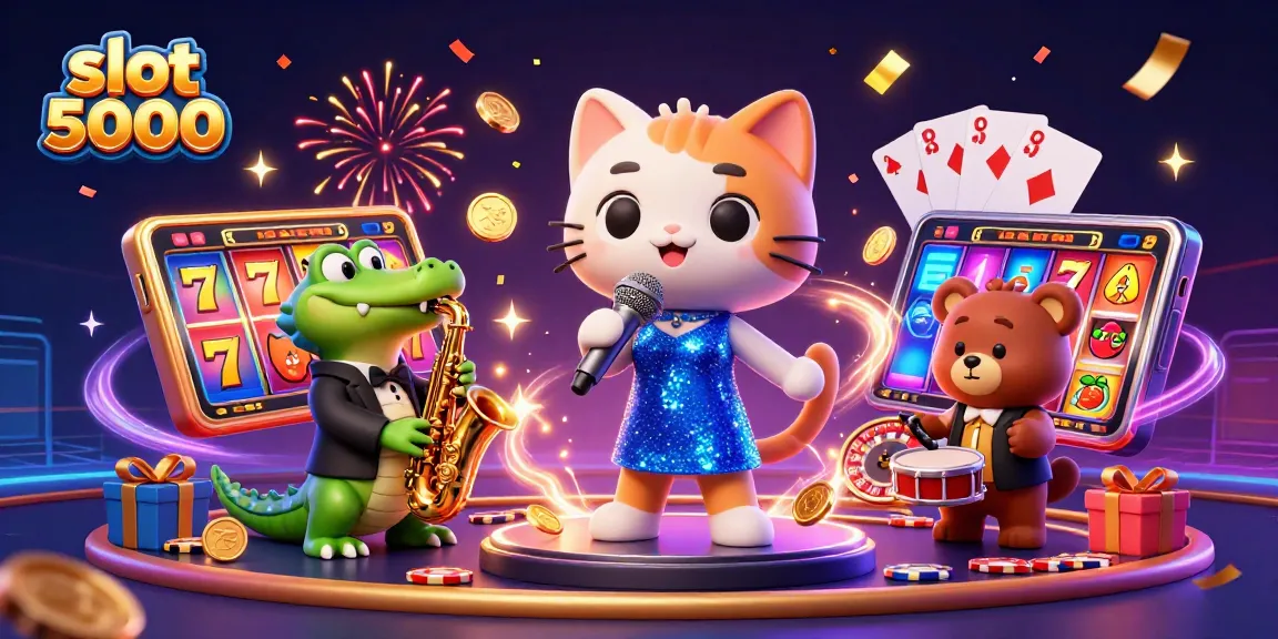 Engage with the exciting slot 5000 gaming experience featuring vibrant characters and dynamic casino elements.