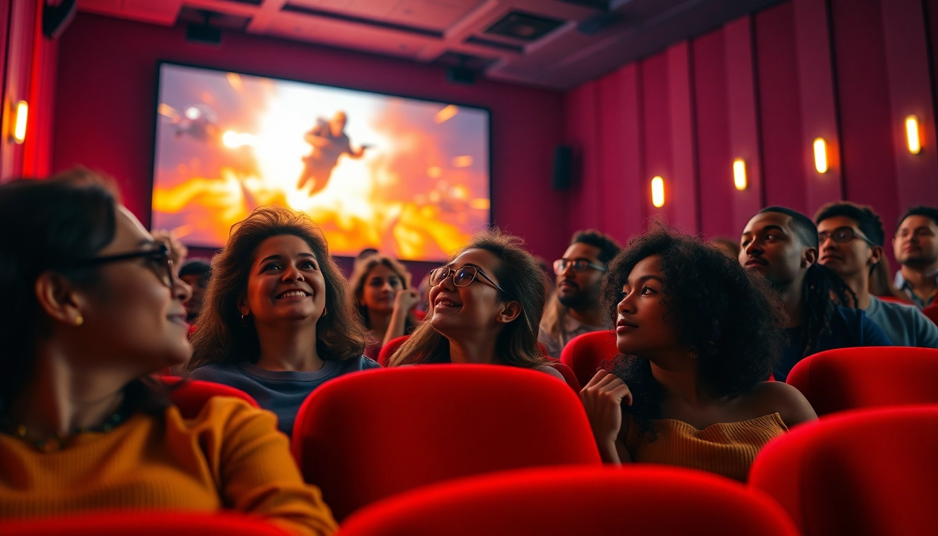 ดูหนังออนไลน์ บรรยากาศในโรงหนังที่ผู้ชมรู้สึกตื่นเต้นกับภาพยนตร์บนจอใหญ่