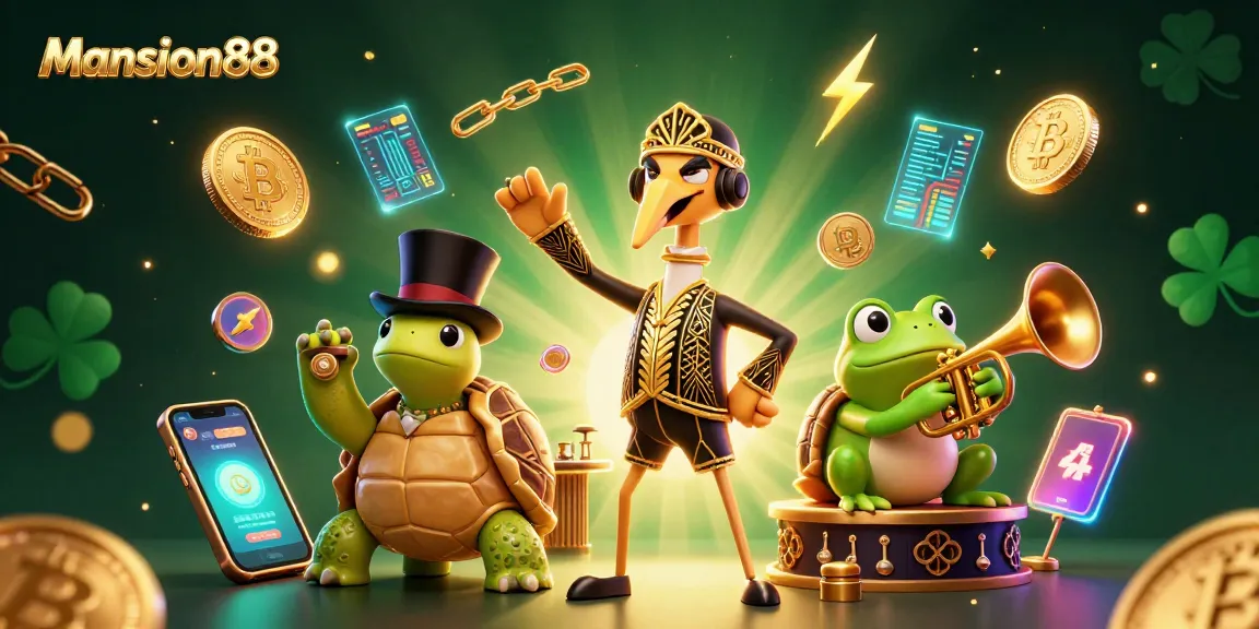 Mansion88 showcases vibrant characters in a dynamic casino scene, illustrating betting excitement.