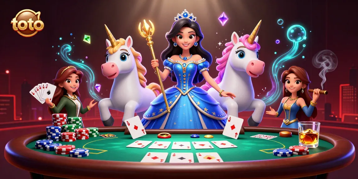 Engage with a vibrant scene featuring a 3D illustration of gambling elements centered around toto, showcasing poker chips and cards.
