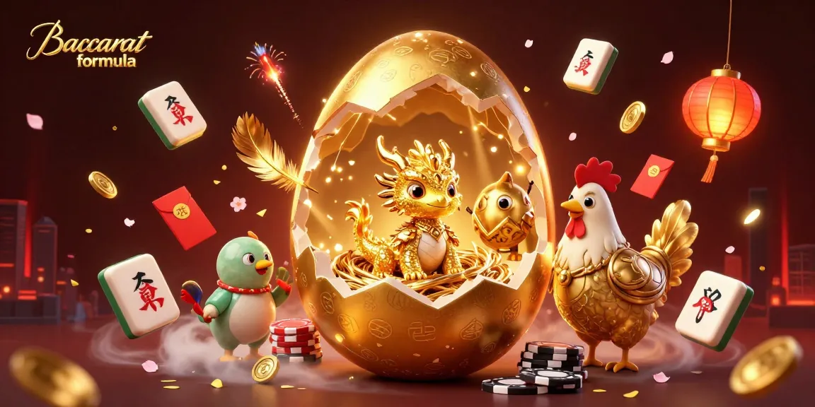 Engage with the captivating Baccarat formula featuring a golden dragon amidst casino elements.