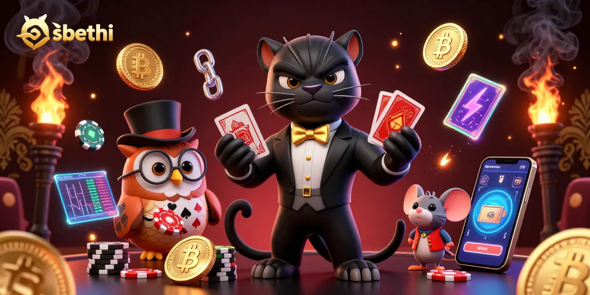 shbethi offers an exciting gaming experience with a stylish panther dealing cards amidst vibrant casino elements.