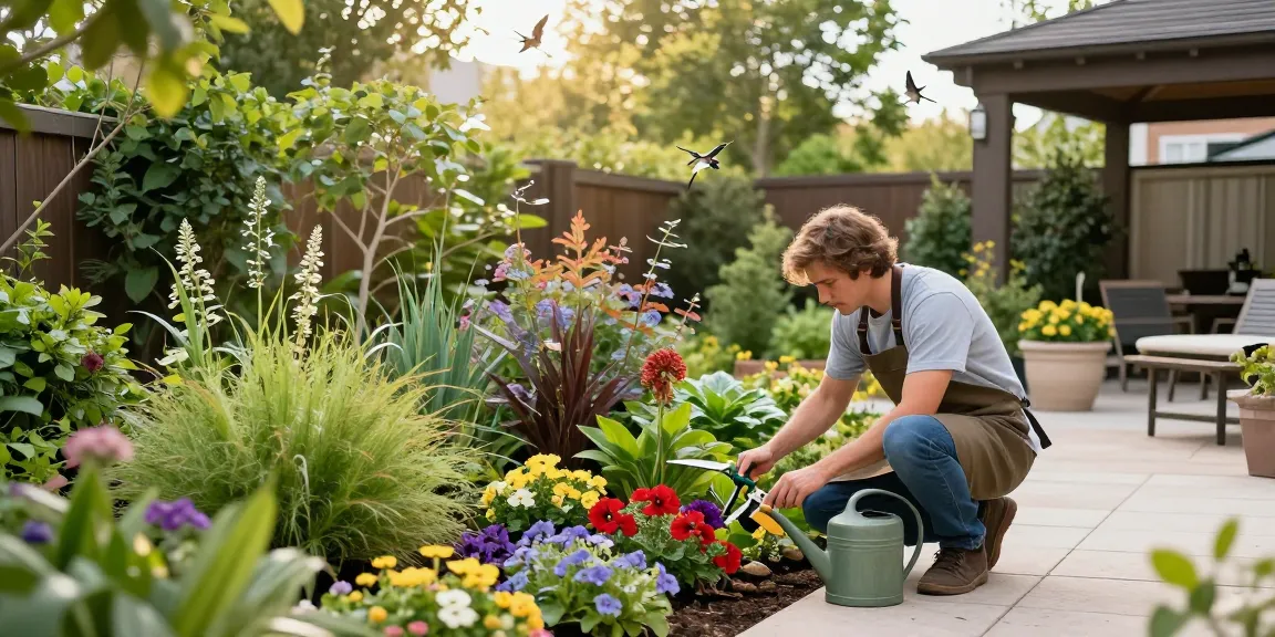 Transform your outdoor space with professional gardening and landscaping services, featuring a gardener care for vibrant plants.