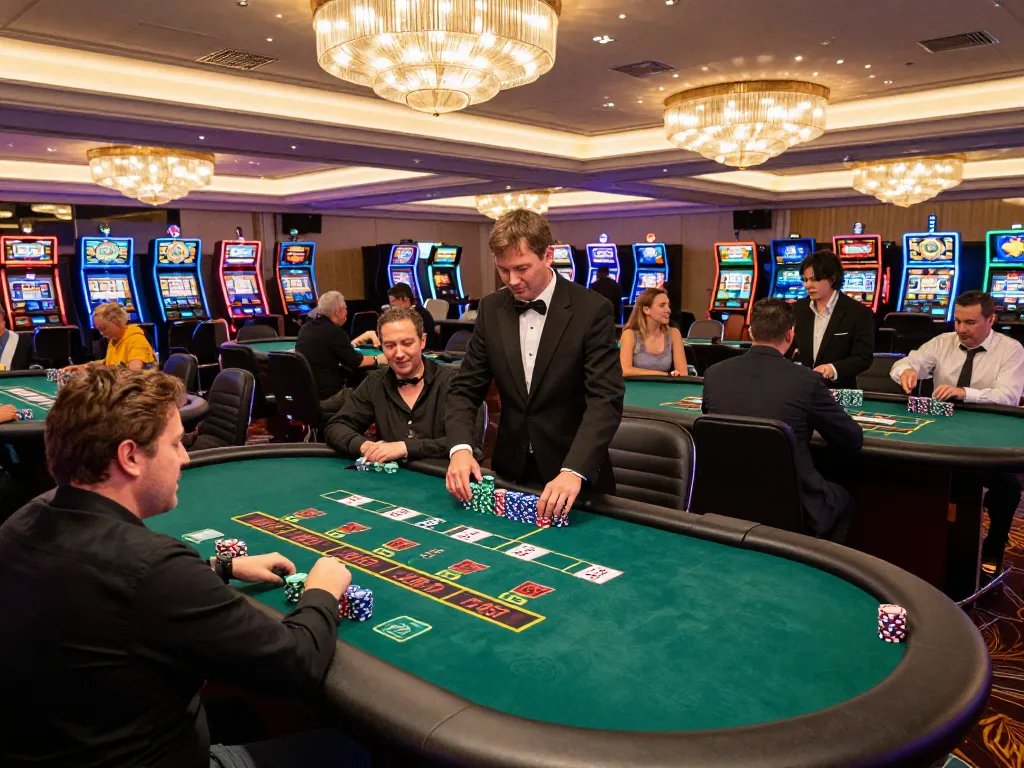 Players at fly88 blackjack tables enjoying an engaging gaming experience in a vibrant casino atmosphere.