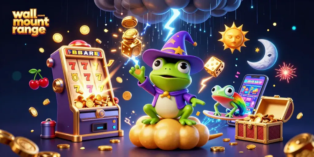 Engage with the vibrant wall mount range hood scene featuring golden coins, slot machines, and dynamic casino symbols.