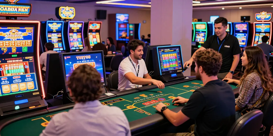 Exciting gaming experience at credit card casinos on https://bhma.org.uk/ with players enjoying vibrant slot machines and engaging live dealer tables.