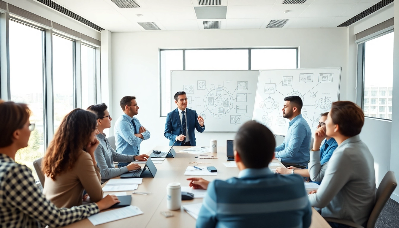 Crisis management consultant leading a strategic planning session with a diverse team.