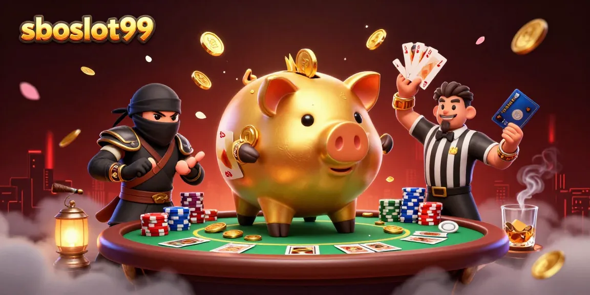 Experience big wins with sboslot99 featuring vibrant casino characters in an action-packed scene.