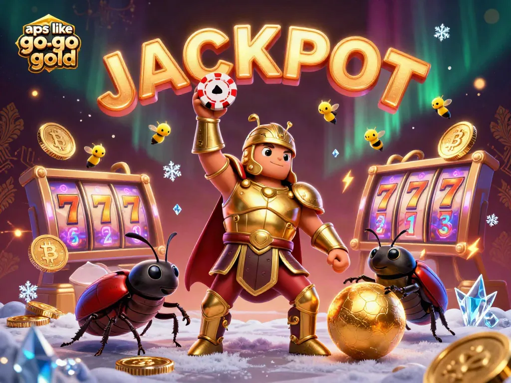 Engage with thrilling games like Go Go Gold while celebrating big jackpots in this vibrant casino illustration.