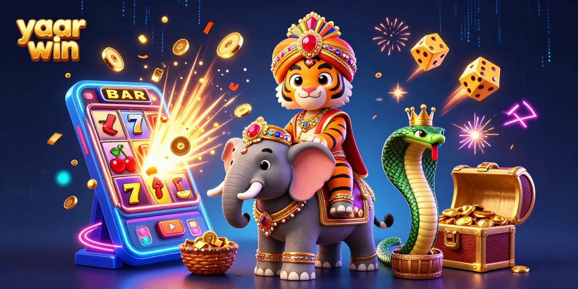 Experience the thrill of yaar win with a vibrant casino scene featuring iconic gaming symbols and characters.