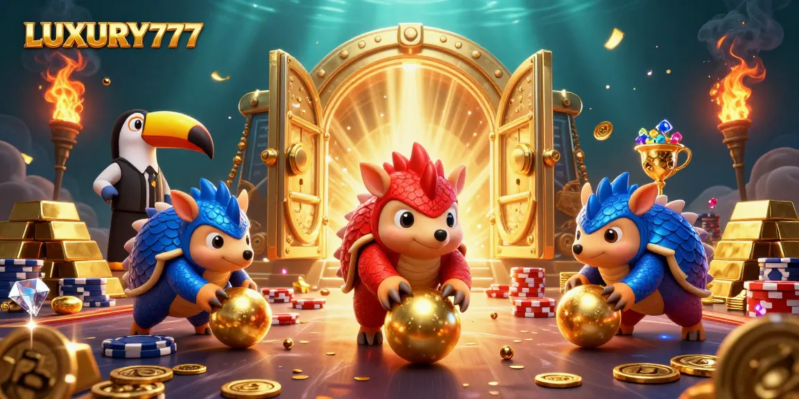 LUXURY777 menghadirkan aksi dua pangolins bersaing dalam permainan kasino dengan tumpukan chip jackpot yang menakjubkan