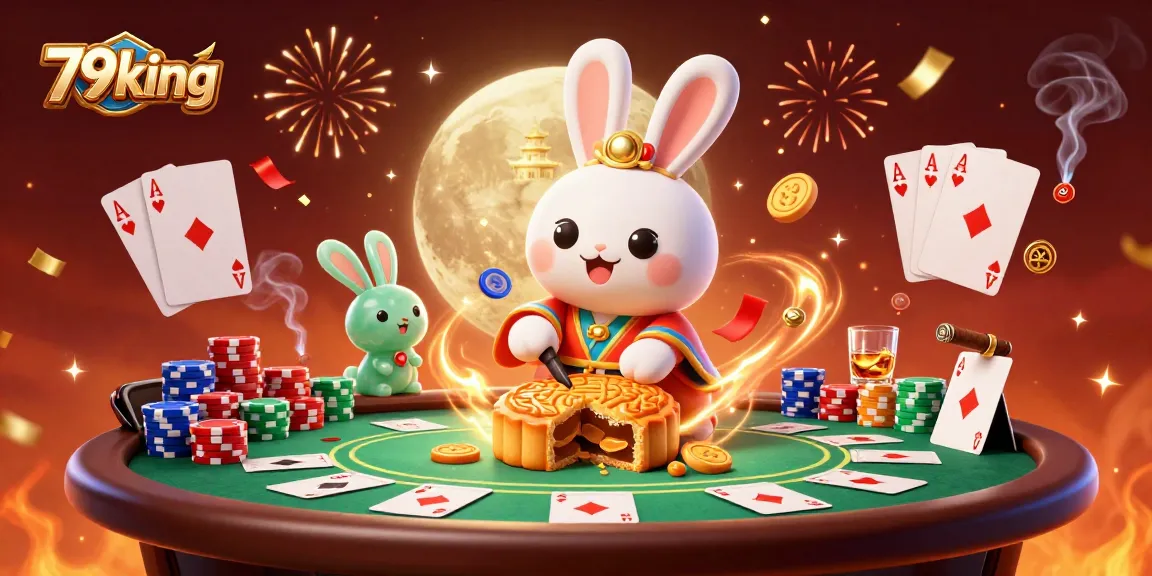Celebrate with the 79king moon rabbit as poker chips reveal fortunes in this vibrant casino scene.