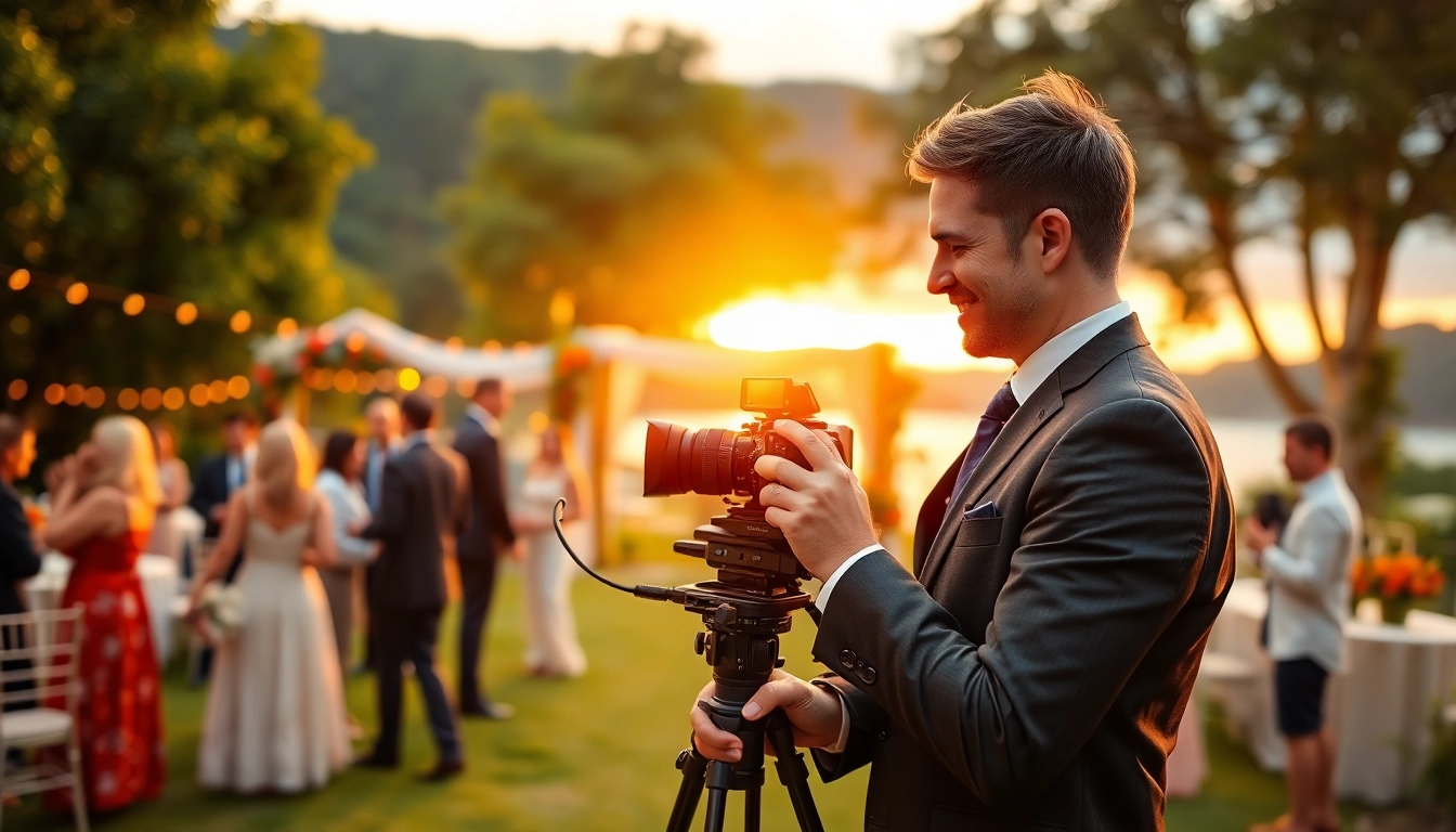 Professional videographers in toronto capturing key moments at an outdoor wedding.