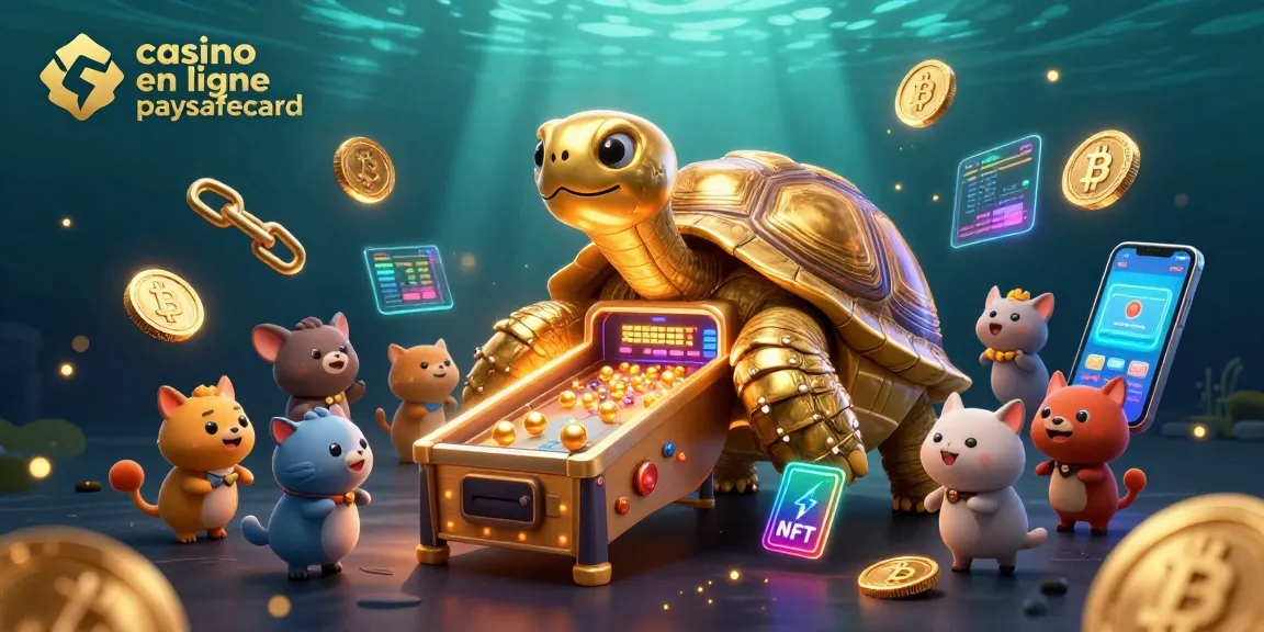 Jouer au casino en ligne paysafecard avec le personnage tortue géante et des pièces de monnaie en crypto