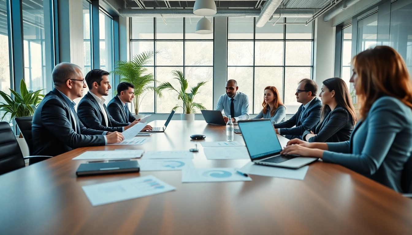 Discussing Federal and State contracts and grants in a bright, modern office environment.