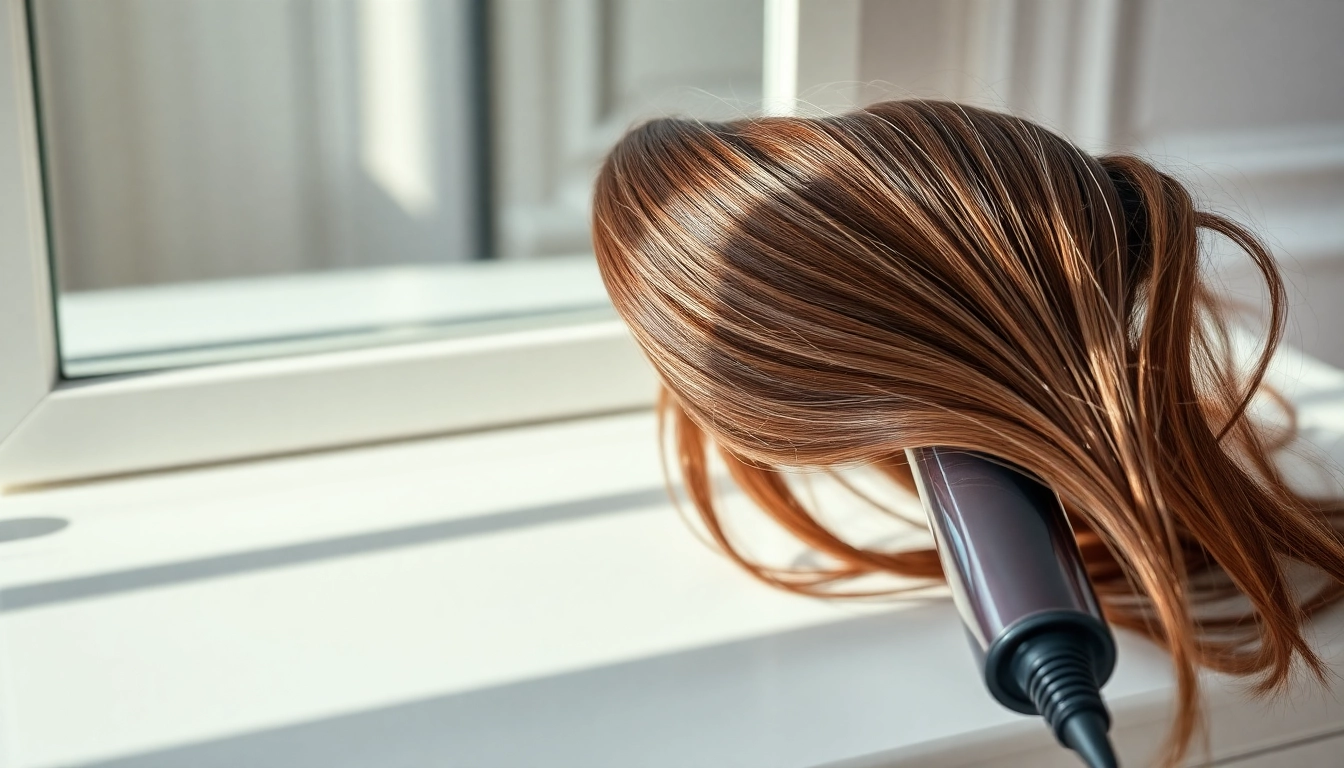 Enhance frizz-free styling with a professional hair dryer for frizzy hair on a chic vanity.