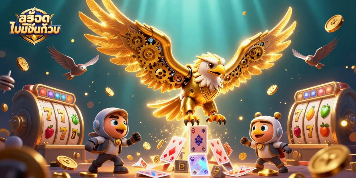 Experience สล็อตไม่มีขั้นต่ำ in a vibrant 3D casino scene filled with dynamic slot elements and lucky symbols.