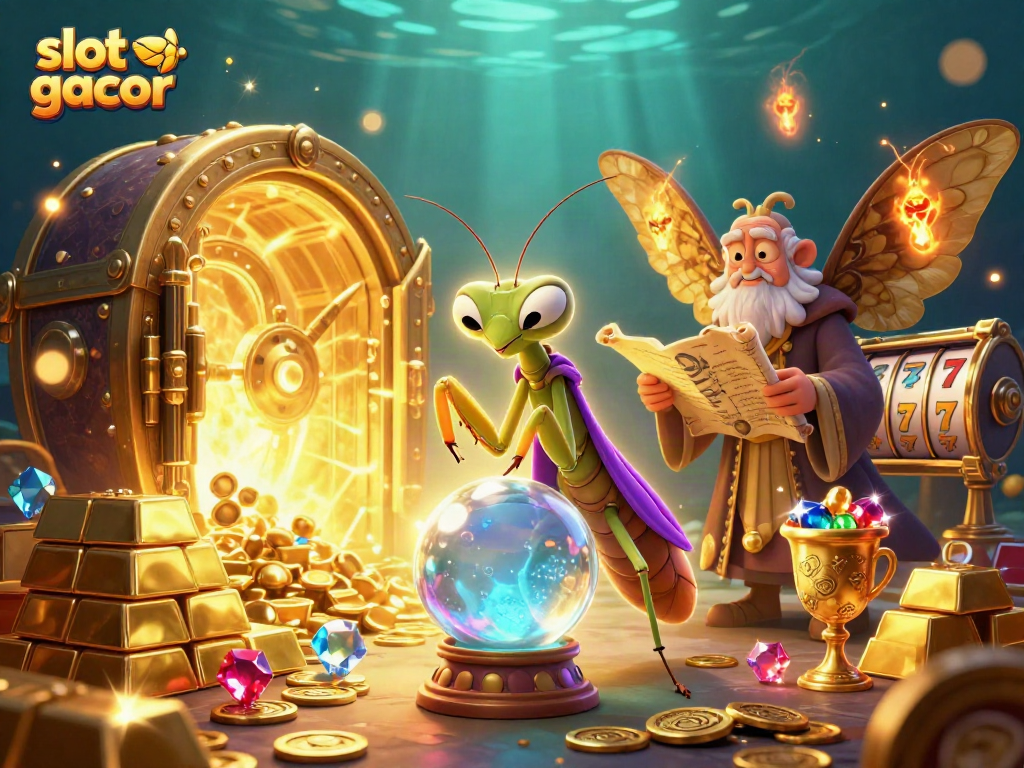 Experience slot gacor with enchanting characters and mystical casino treasures in an immersive 3D scene.