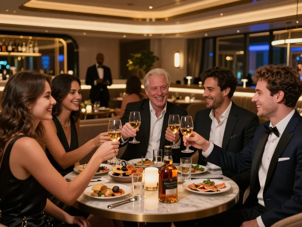Dynamic atmosphere of 강남쩜오 venue with guests enjoying upscale nightlife.