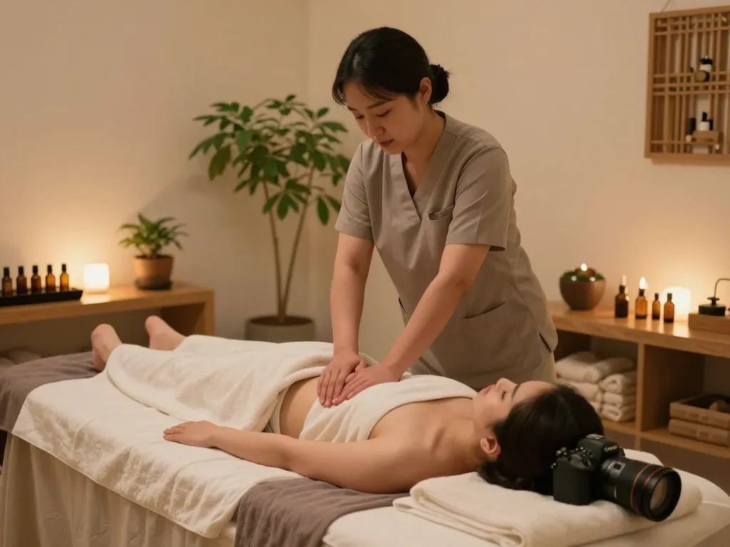 Rejuvenating 논현동마사지 session in a tranquil spa setting.