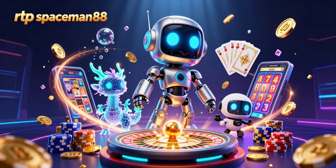 Engage with rtp spaceman88 and experience neon-bright casino excitement in a 3D illustration.