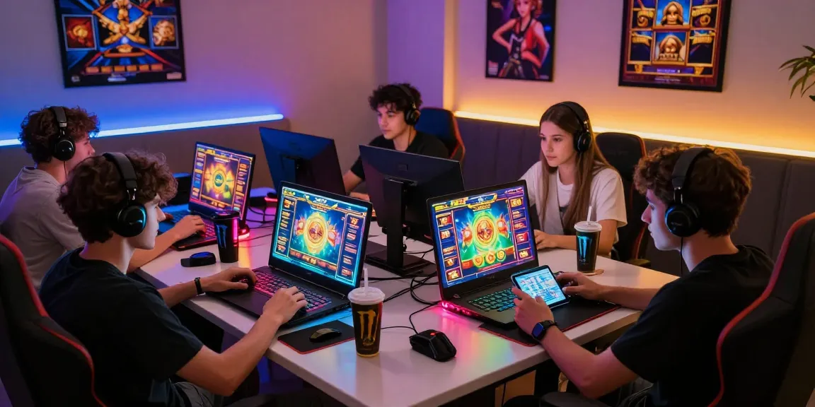 Kudaliar89: Pemain slot online menikmati permainan di perangkat modern dalam suasana yang ceria dan energik.