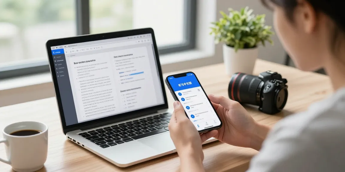 Exploring the features of 纸飞机中文版 app in a modern workspace with natural light and productivity elements.
