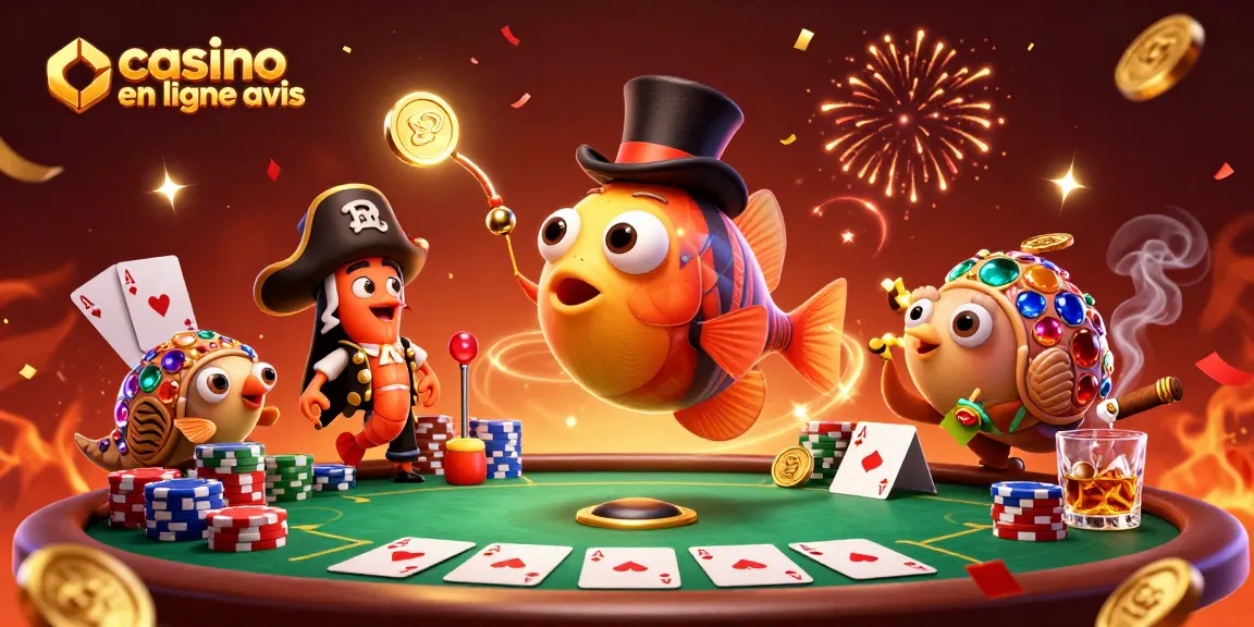 Revue des casinos en ligne avec l'anguille et le ravi de la mer attirant des pièces d'or.