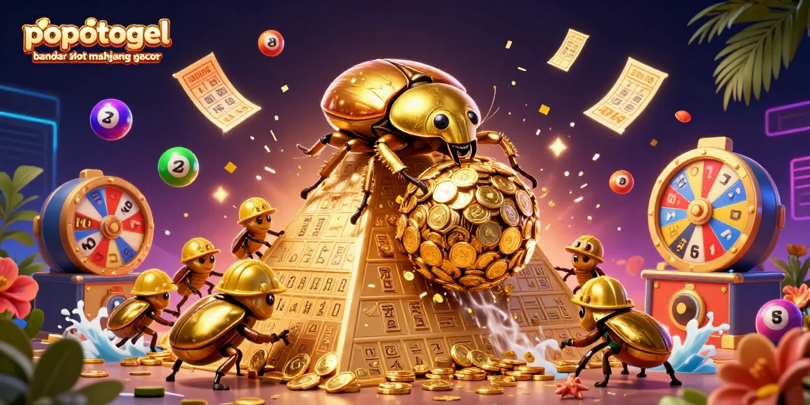 Experience popotogel bandar slot mahjong gacor through this vibrant scene of slot-themed 3D cartoon elements.