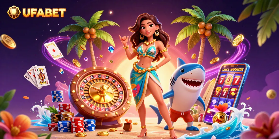 Engage in thrilling activities at UFABET with a glamorous theme of online casino gaming featuring vibrant characters and elements.
