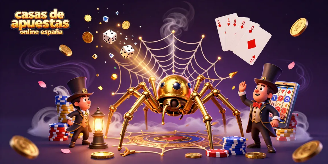 Capturando la emoción en las casas de apuestas online España, este diseño muestra una araña dorada y elementos de juego cautivadores.