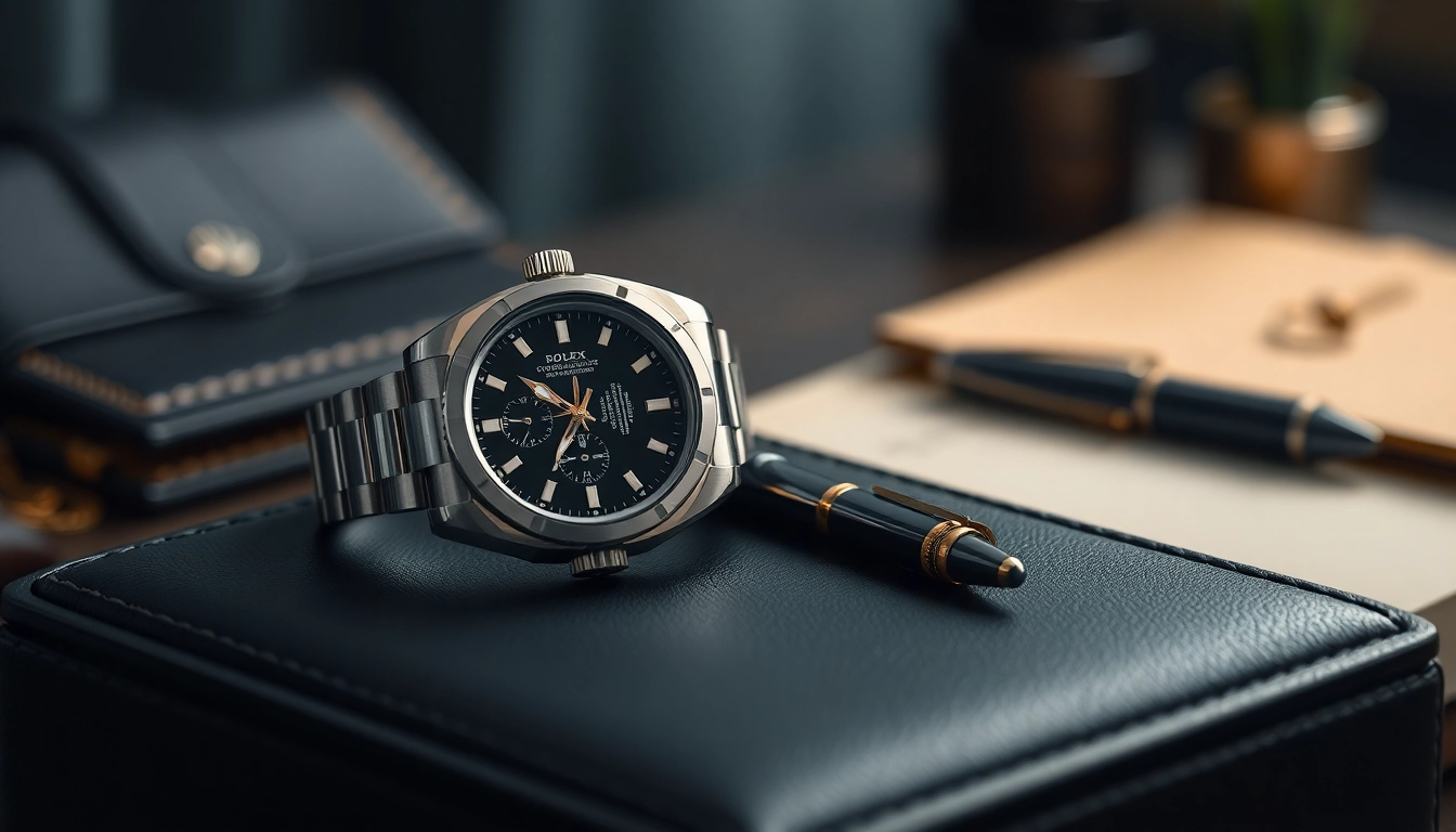 Showcase a stunning rolex replica on a luxury watch box with elegant detailing and refined atmosphere.