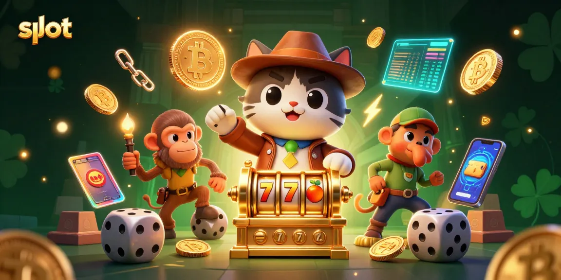 Spin slots with luck as an explorer cat and monkey discover gaming treasures in a vibrant temple scene.