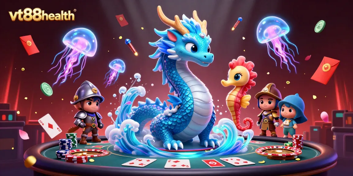 Enhance your gaming experience at vt88health with vibrant casino elements and mythical underwater characters.