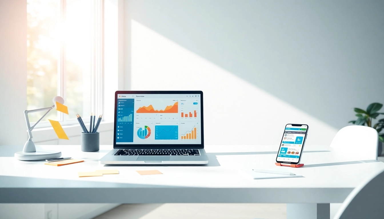 Showcasing the best smm panel in a professional digital marketing workspace with colorful analytics.