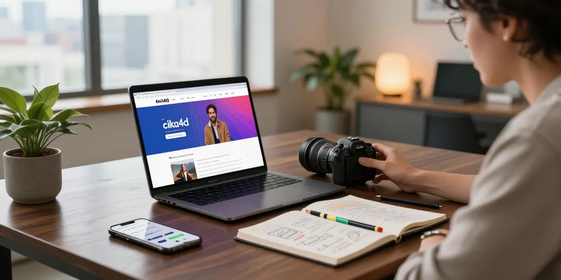 Creative workspace showcasing cika4d website design, vibrant layout, and collaborative environment