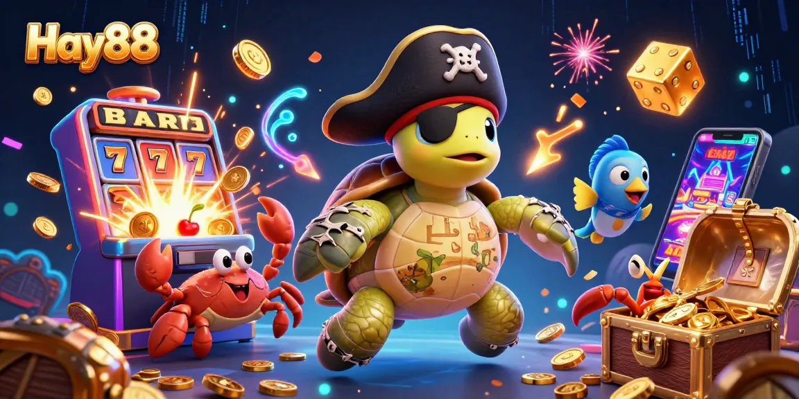 Experience thrilling gaming adventures at Hay88 with vibrant slot machines and friendly characters.