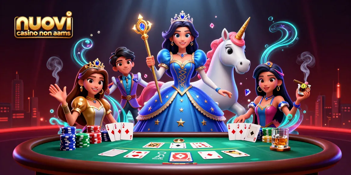 Scopri l'emozione dei nuovi casino non aams con immagini vivaci a tema casinò e elementi magici.